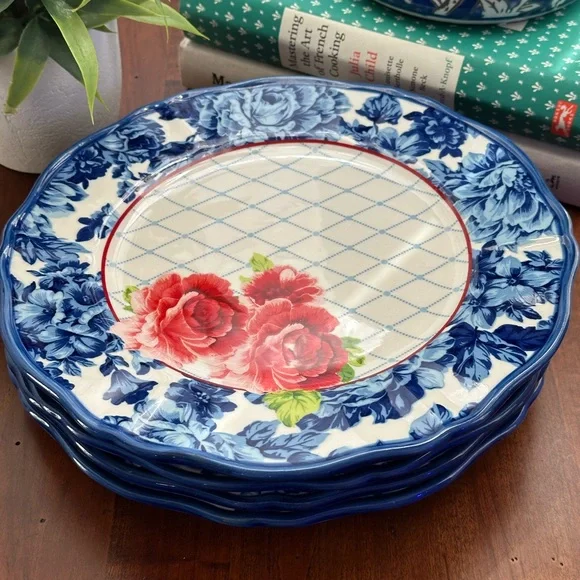 💐 Pioneer Woman Heritage Floral Rose 4 Dinner Plates - Picture 13 of 13